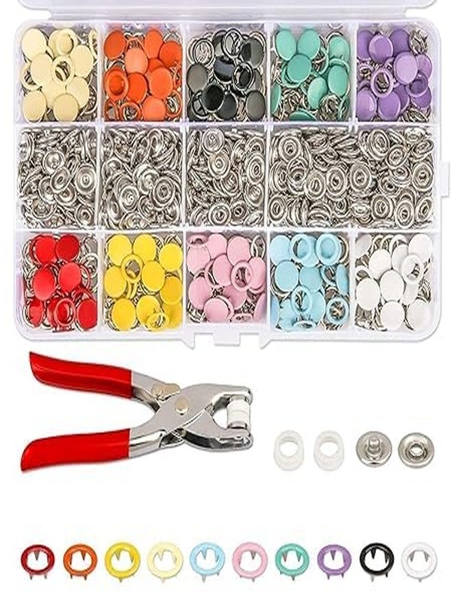 Qatalitic Premium Snap Buttons, Grommet Tool Kit, 100 Prong Buckles & 100 Snap Buckles, 200 Pcs Coloured Five Claw Buckle Rings, Thickened Snap Fasteners Kit, for Household Clothing, Sewing & Crafting - Image 1